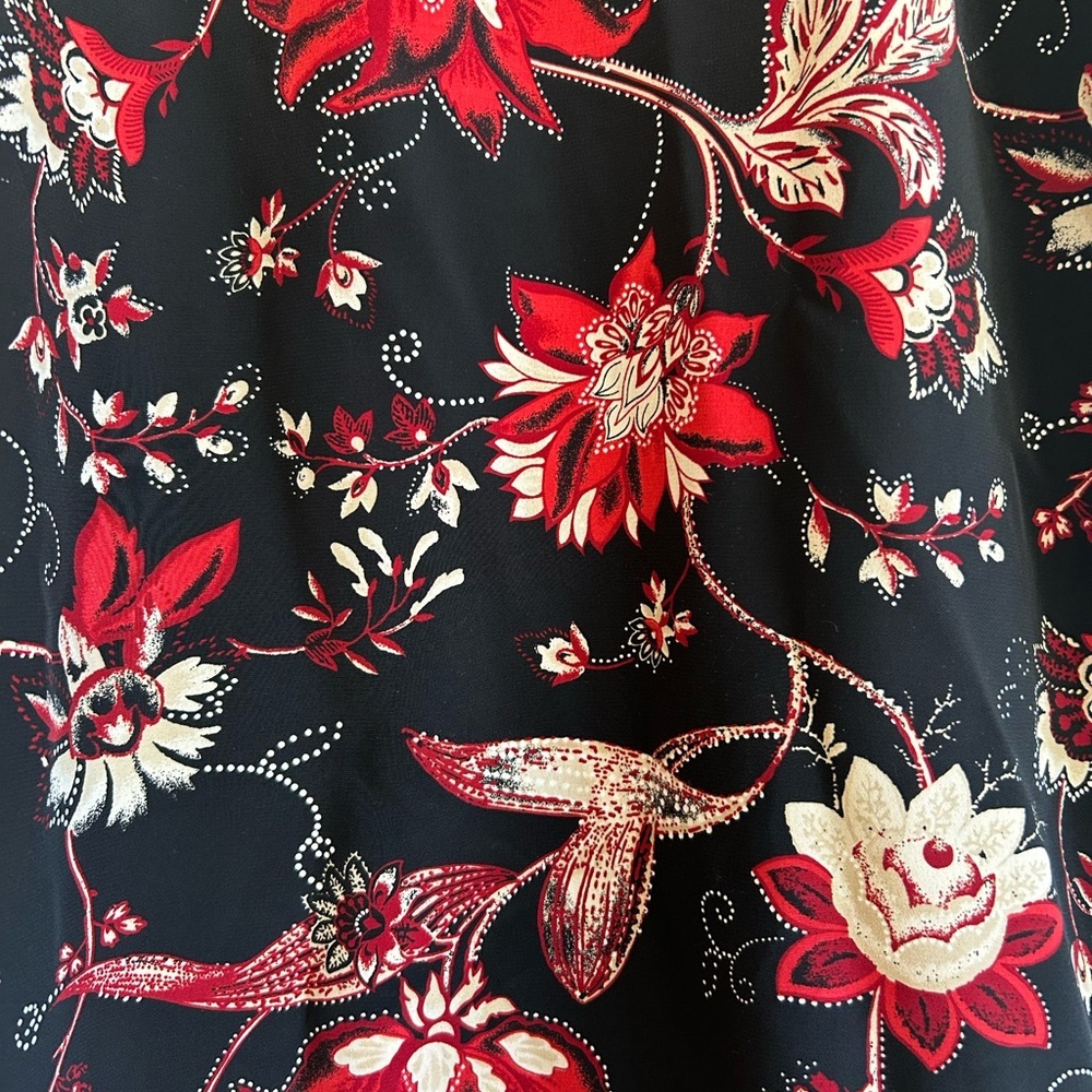 Vintage Kathie Lee Y2K 90’s Black Floral Whimsigoth Midi Wrap Skirt Size 18W/20W - Picture 4 of 11